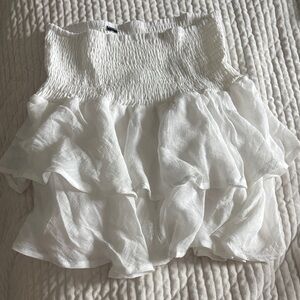 White Ruffled Mini Skirt - Lightweight Layered Design